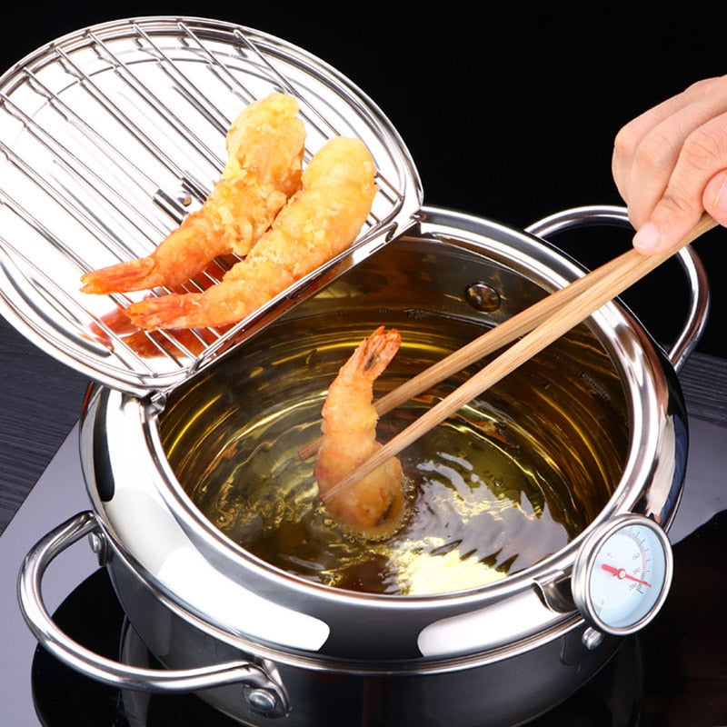 Self Draining Deep Fryer Pot with Lid and Thermometer– PSAUD